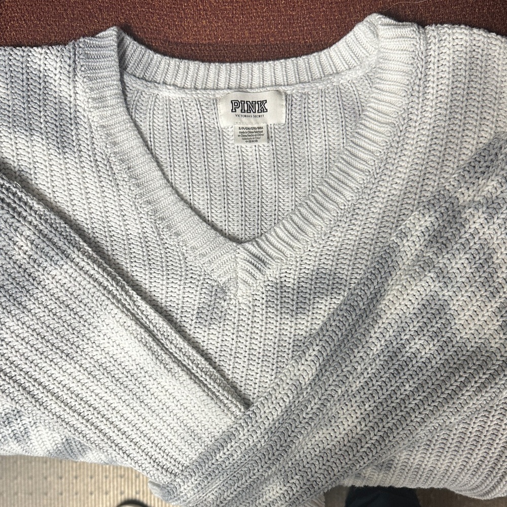 PINK Victoria's Secret Light Gray V-Neck Sweater